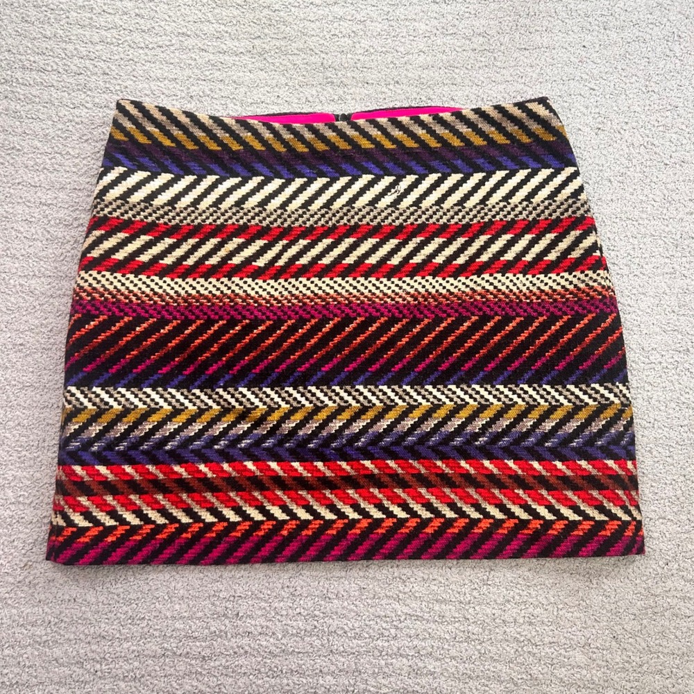 Trina Turk Mini Skirt Chevron Stripe Multicolor Size 6 Boho Retro Mod Eclectic